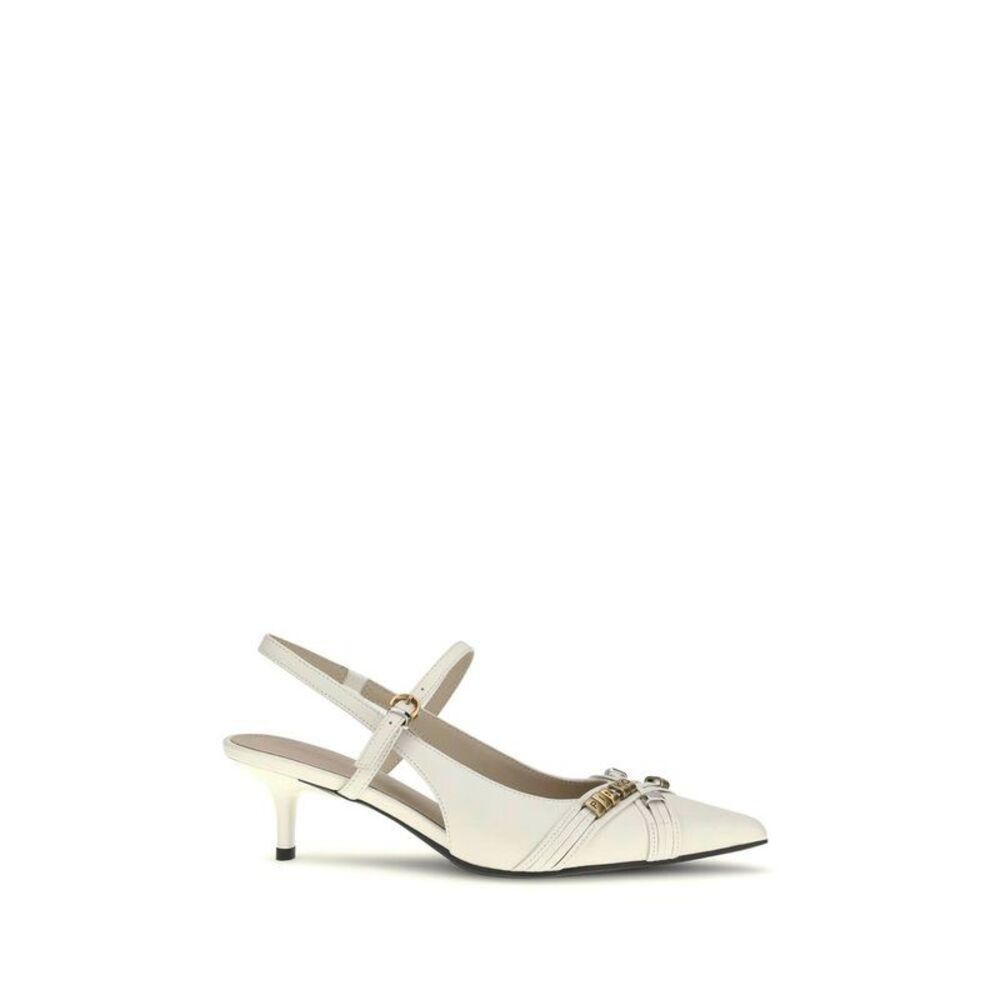 PINKO Calf Leather Mid Heel Pumps Women White